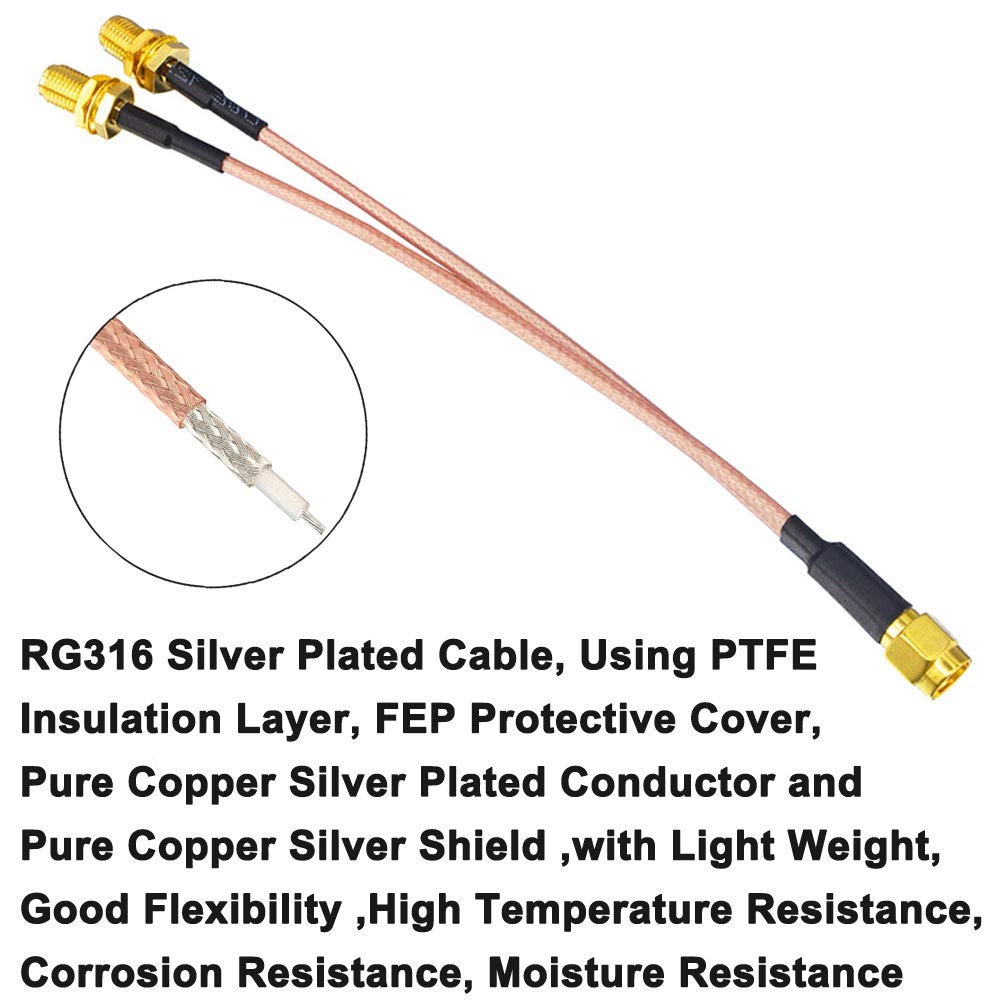 YILIANDUO SMA Male to Dual Female V-Splitter Cable RG316 15cm 6