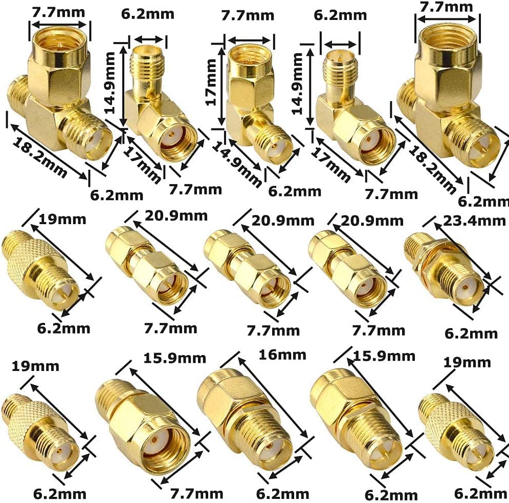 YILIANDUO SMA and RP-SMA Adapter Kit, 15 Pieces - product image 5