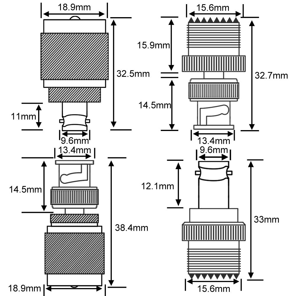 YILIANDUO 4 Type Set CB Radio Antenna Adapter BNC to UHF Adapter SO-239 PL-259 RF Coax Connector for CB Antenna PL259 Antenna Ham Radio Walkie Talkie Handheld Radio Two way Radio