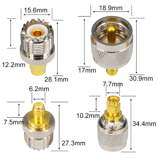 YILIANDUO 8 Type SMA to UHF/Mini UHF RF Coax Adapter Kit SMA to PL259 SO239 UHF Mini UHF Male Female Connector for CB Radio/Handheld Radio Antenna/Walkie Talkie/Amateur Radio
