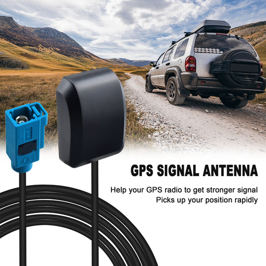 YILIANDUO Car Active GPS Antenna Straight Fakra C Female Magnetic Base 3M RG174 Cable for Dash DVD Head Unit Stereo Navigation