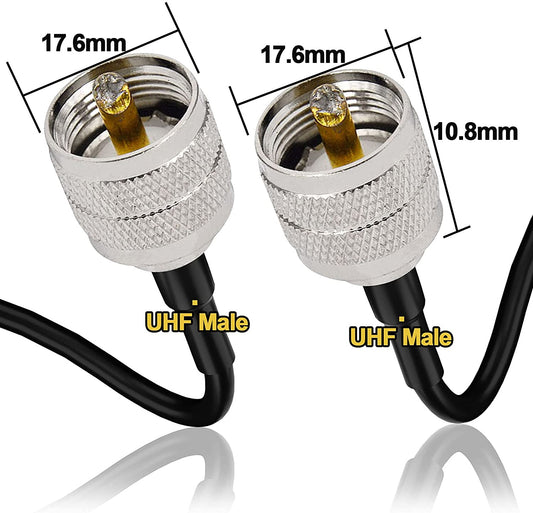YILIANDUO CB Radio Antenna Cable PL259 UHF Male to Male RG58 Coax Jumper Cable 50CM for CB VHF UHF Ham Radio PMR Wireless LAN Devices SWR Meter Linear Amplifier Dummy Load