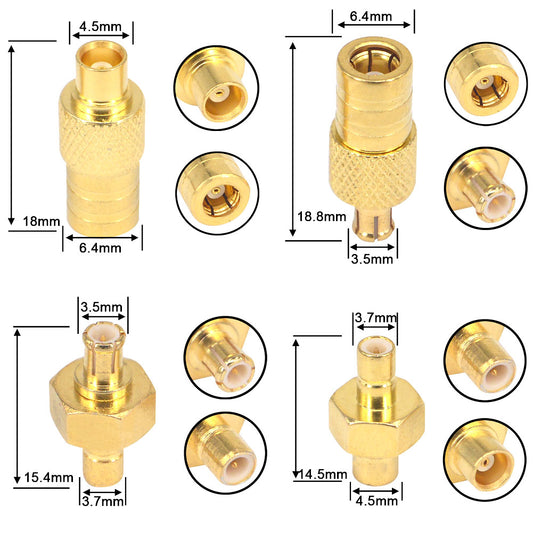 YILIANDUO 4 Type DBA Car Aerial Adapter SMB to MCX Kit RF Adapter Connectors MCX Male Female to SMB Male Female for DAB+ Car Aerial Radio Kenwood Alpine JVC Pioneer Clarion