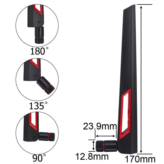 12 dBi Dual Band WiFi Antenna 2.4G 5G 5.8GHz SMA Male/ RP-SMA Male Universal Antenna Amplifier WLAN Router Signal Booster Pack of 2