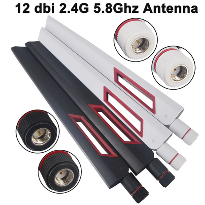 12 dBi Dual Band WiFi Antenna 2.4G 5G 5.8GHz SMA Male/ RP-SMA Male Universal Antenna Amplifier WLAN Router Signal Booster Pack of 2