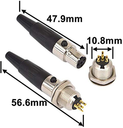 YILIANDUO Mini XLR TA4F 4 Pin Female Panel Mount Socket, 2-Pack 4