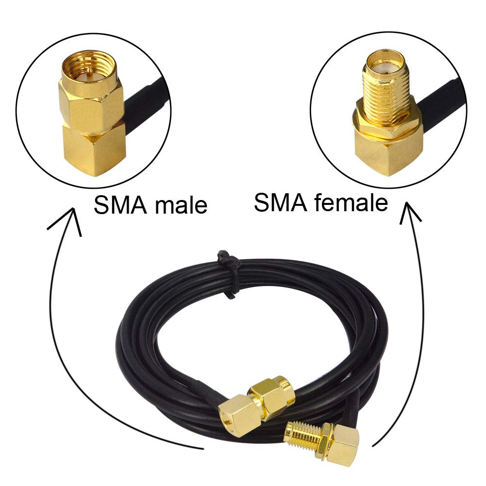 YILIANDUO SMA Male to SMA Female RG174 Cable 90 Degree 2M 3