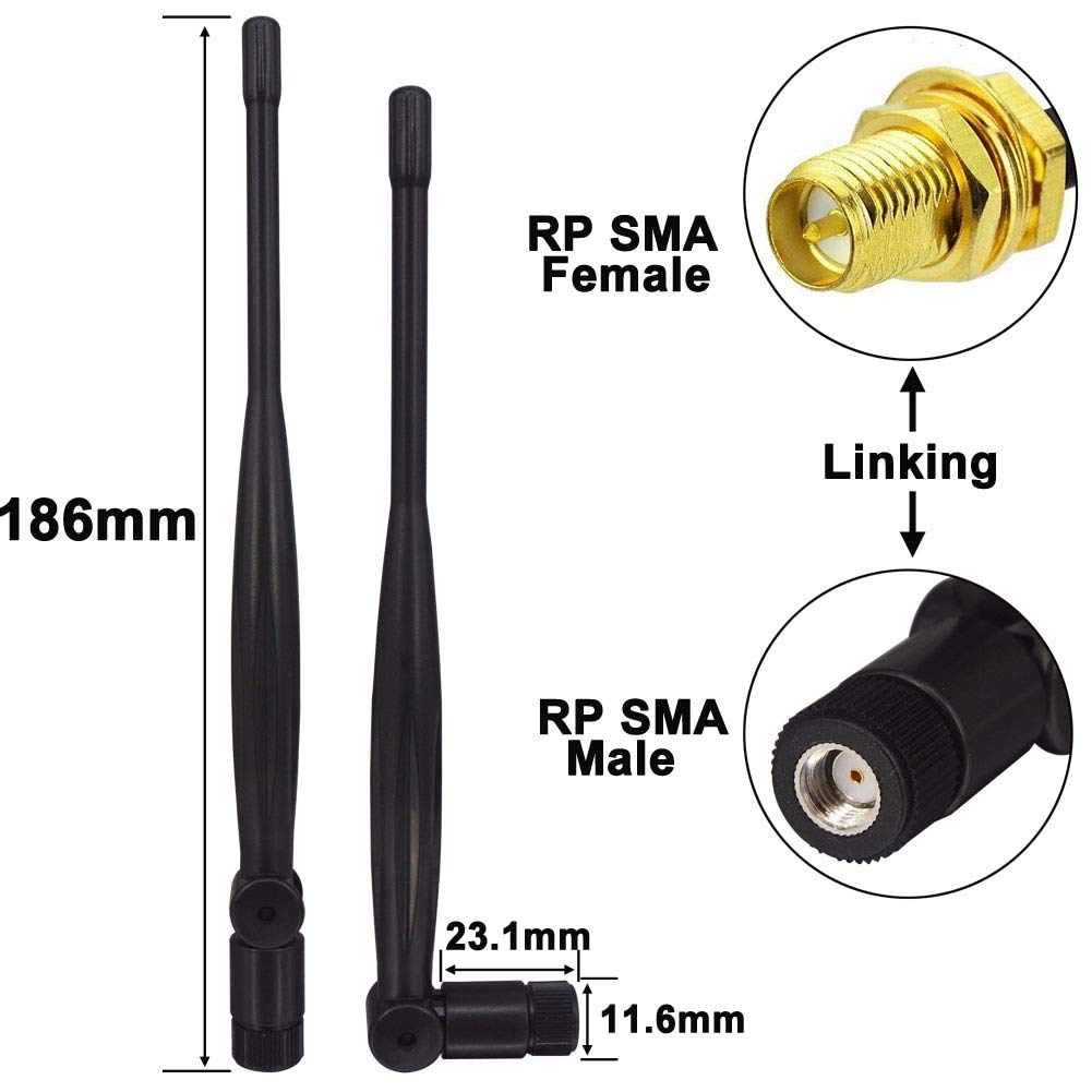YILIANDUO 9dBi 2.4/5.8GHz WiFi Antenna SMA Male Dual Band 2-Pack 4