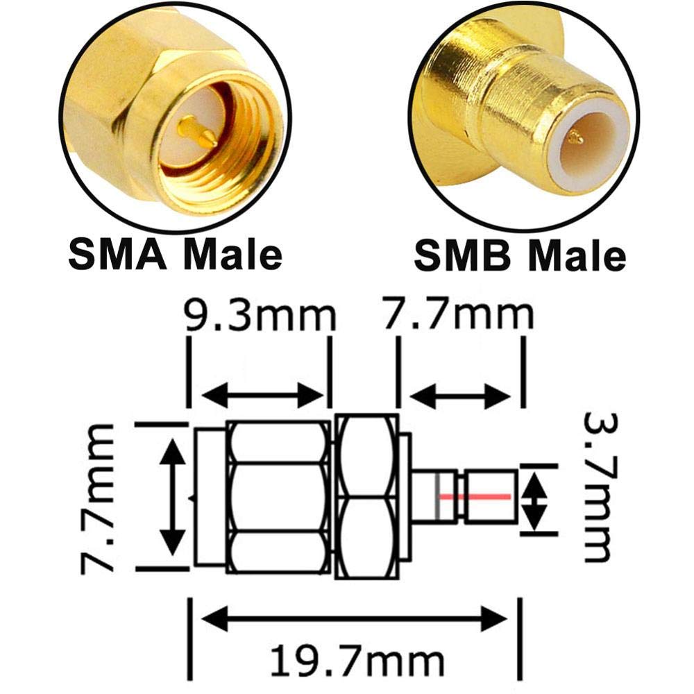 YILIANDUO SMB Male to Female RG174 DAB Cable 3M + 4 SMA-SMB Adapter Kit 6