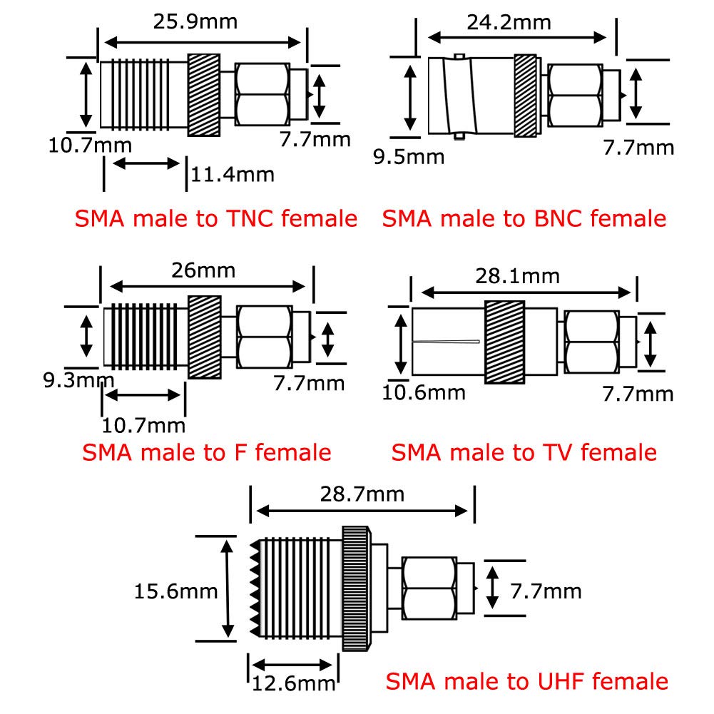 YILIANDUO SMA Male RF Adapter Kit, 10 Connector Types - product image 3