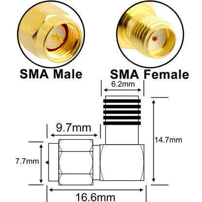 YILIANDUO SMA Male to Female Right Angle 90 Degree Gold Adapter, 2-Pack 3
