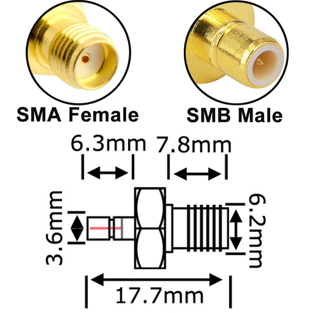 YILIANDUO SMB Male to Female RG174 DAB Cable 3M + 4 SMA-SMB Adapter Kit 8