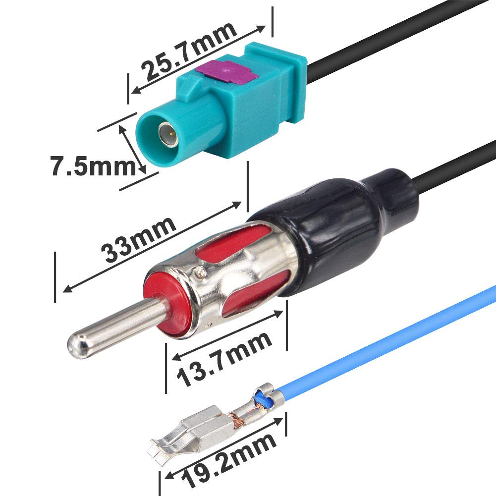 YILIANDUO Fakra Z to DIN ISO Car Radio Antenna Adapter - Dual Fakra splitter with amplifier - 3