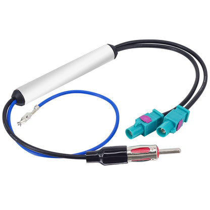 YILIANDUO Fakra Z to DIN ISO Car Radio Antenna Adapter - Dual Fakra splitter with amplifier - 1