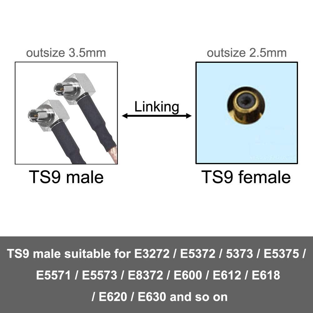 YILIANDUO SMA Female to TS9 Male Cable 15CM RG174 90 Degree Pack of 2 4