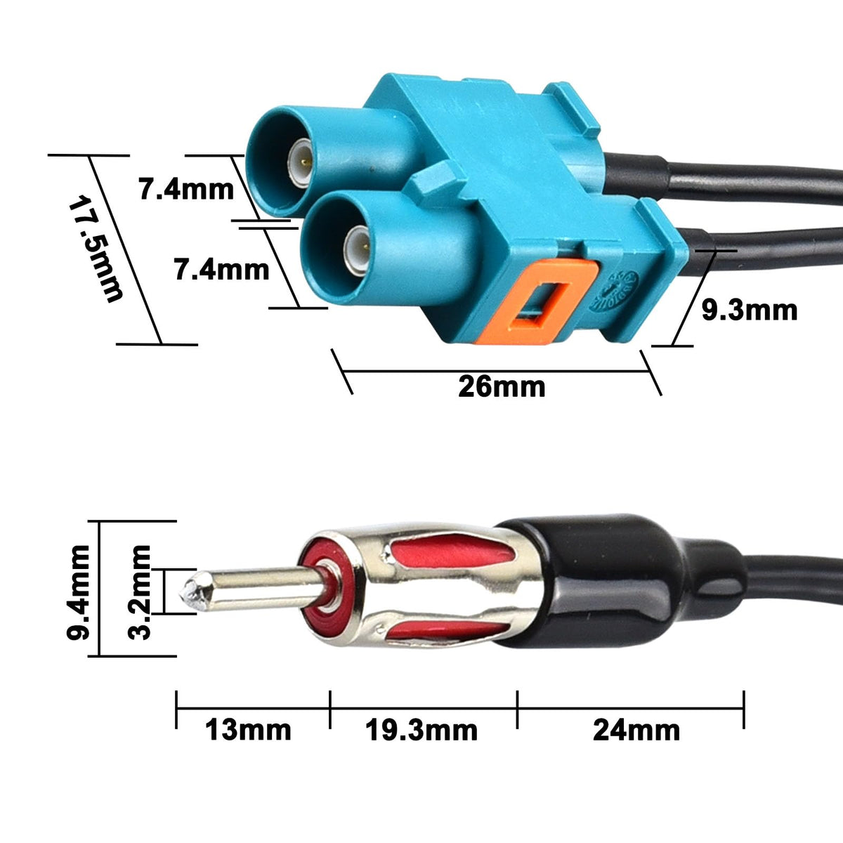 YILAINDUO Dual Fakra Z Male to DIN Male Cable 15CM RG174 Car Aerial 3