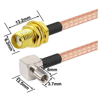 YILIANDUO SMA Female to Right-Angle TS9 RG316 Cable, 30cm, 2-Pack - product image 2