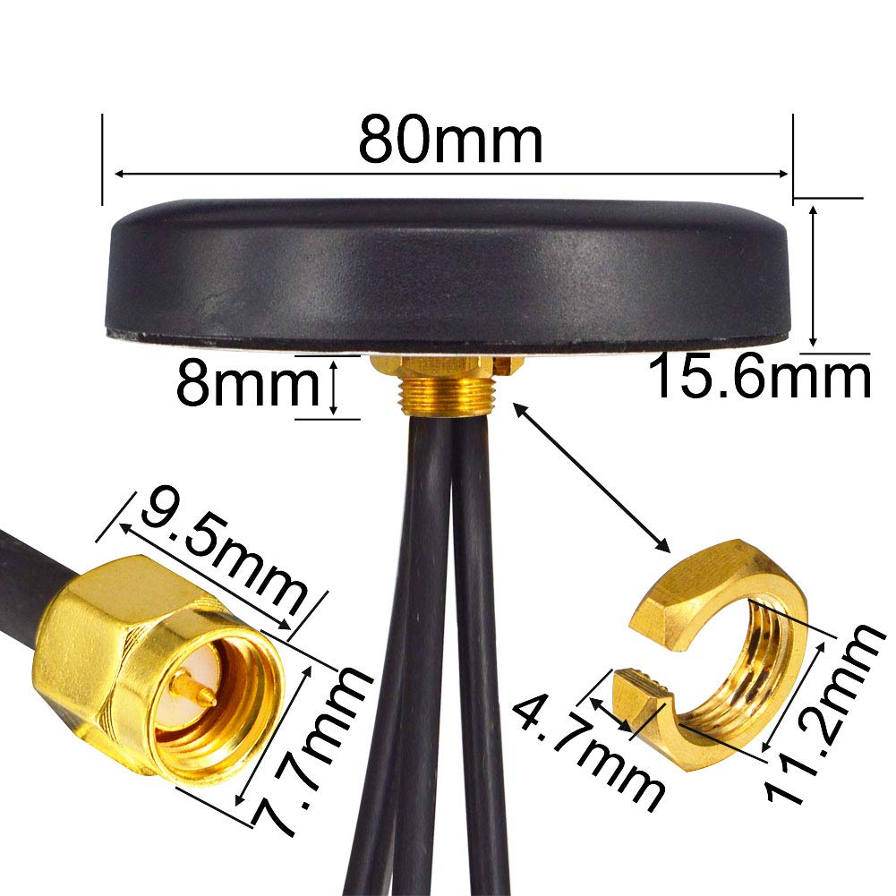 YILIANDUO 3.5dBi 2G 3G 4G LTE GPS WiFi Combo Antenna Dual SMA Male 1.5M 4