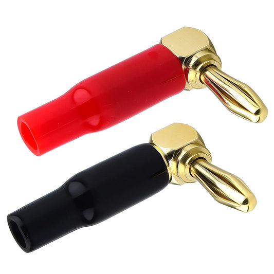 YILIANDUO 90 Degree 4mm Banana Plugs 24K Gold, Pack of 10 2