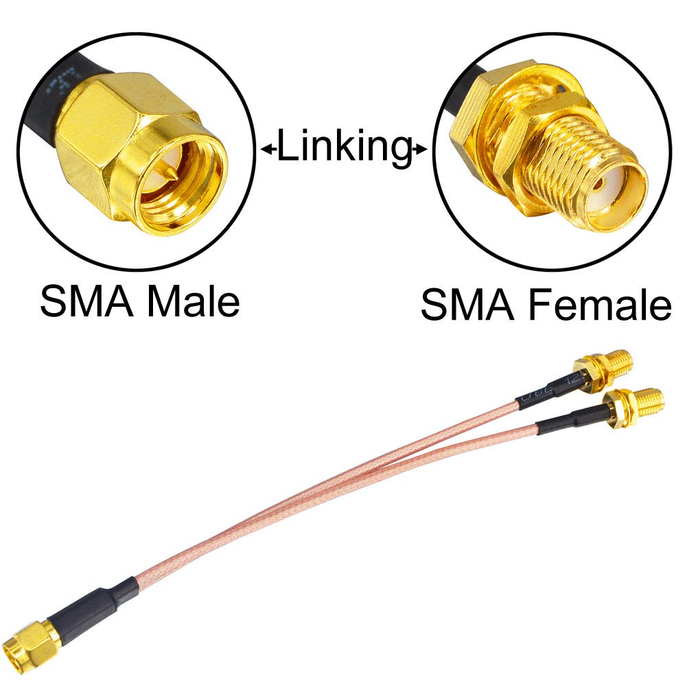 YILIANDUO SMA Male to Dual Female V-Splitter Cable RG316 15cm 4