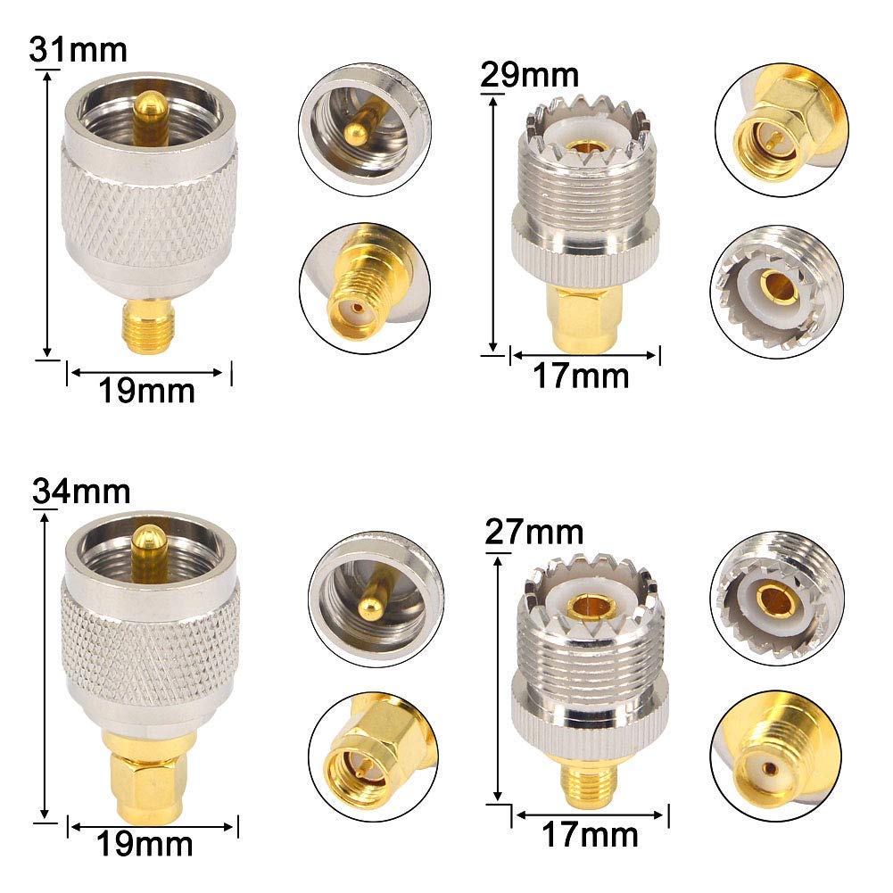 YILIANDUO SMA to UHF PL-259 / SO-239 Adapter Kit, 8 Pieces - product image 3