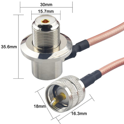 YILIANDUO PL-259 to Right-Angle SO-239 RG142 Cable, 2m - product image 3