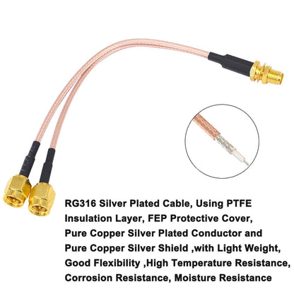 YILIANDUO SMA Female to Dual SMA Male Splitter RG316 15cm 2-Pack 6