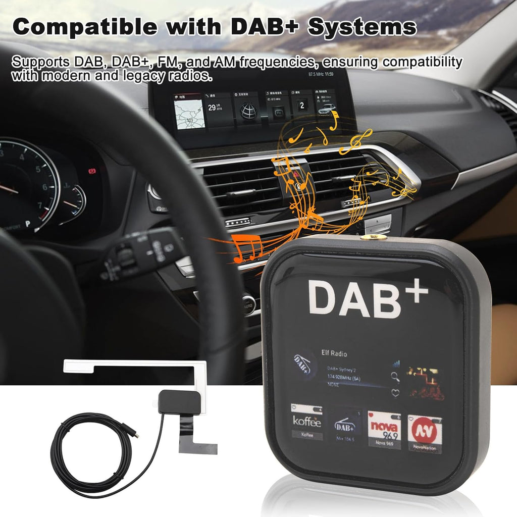 YILIANDUO Car DBA+ Digital Radio Receiver Car DAB Radio Adapter Antenna Kit USB DAB Digital Audio Transmission for Most Android Car Stereos