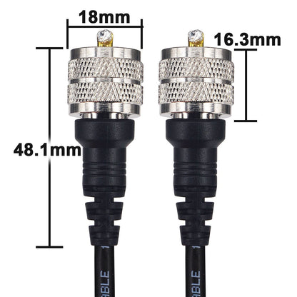 YILIANDUO PL-259 UHF Male to Male RG58 Coax Cable 10M Molded 5