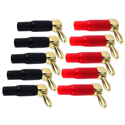 YILIANDUO 90 Degree 4mm Banana Plugs 24K Gold, Pack of 10 4