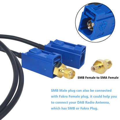 YILIANDUO Fakra C Male to 2 Fakra C Female DAB Splitter Cable RG174 3