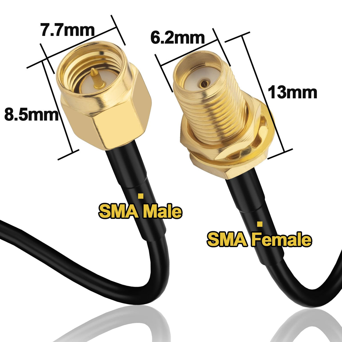 YILIANDUO SMA Male to Female RG58 Cable, 2m / 10m / 15m - product image 9