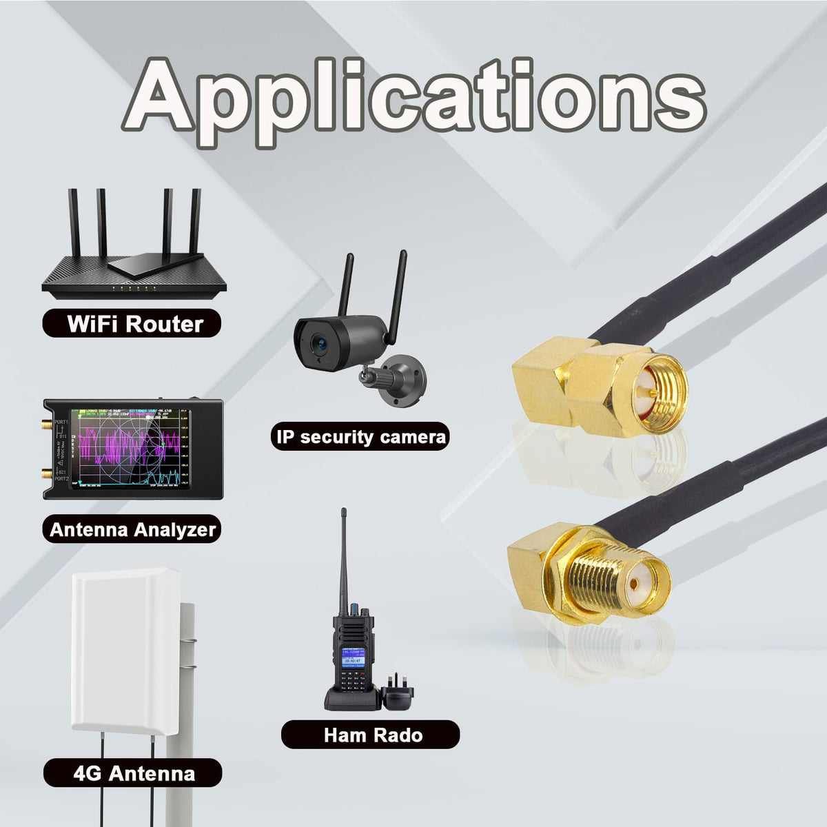 YILIANDUO SMA Male to SMA Female RG174 Cable 90 Degree 2M 5