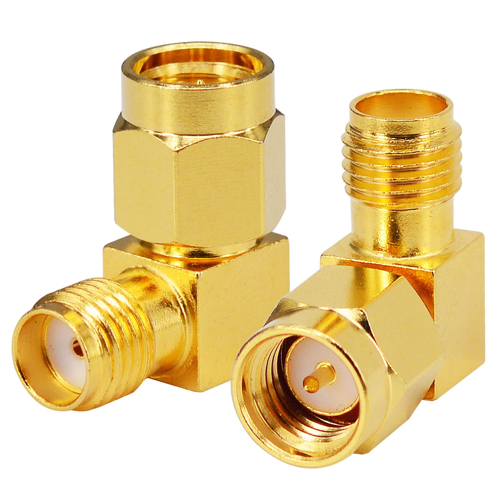 YILIANDUO SMA Male to Female Right Angle 90 Degree Gold Adapter, 2-Pack 1