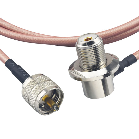 YILIANDUO PL-259 to Right-Angle SO-239 RG142 Cable, 2m - product image 2