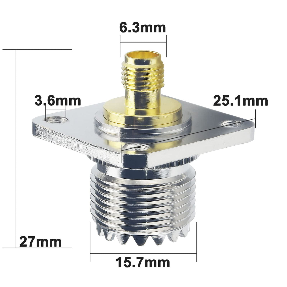 YILIANDUO SMA Female to SO-239 Female 4-Hole Flange Adapter, 2-Pack - product image 2