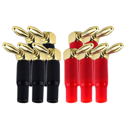 YILIANDUO 90 Degree 4mm Banana Plugs 24K Gold, Pack of 10 1