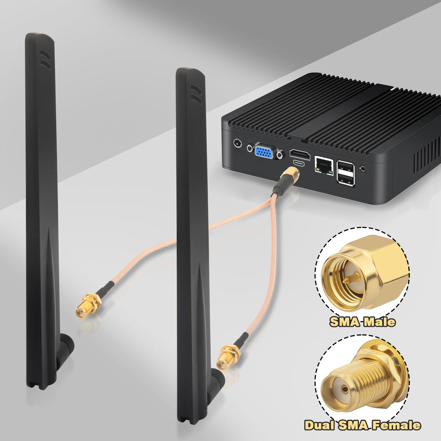 YILIANDUO SMA Male to Dual Female V-Splitter Cable RG316 15cm 2
