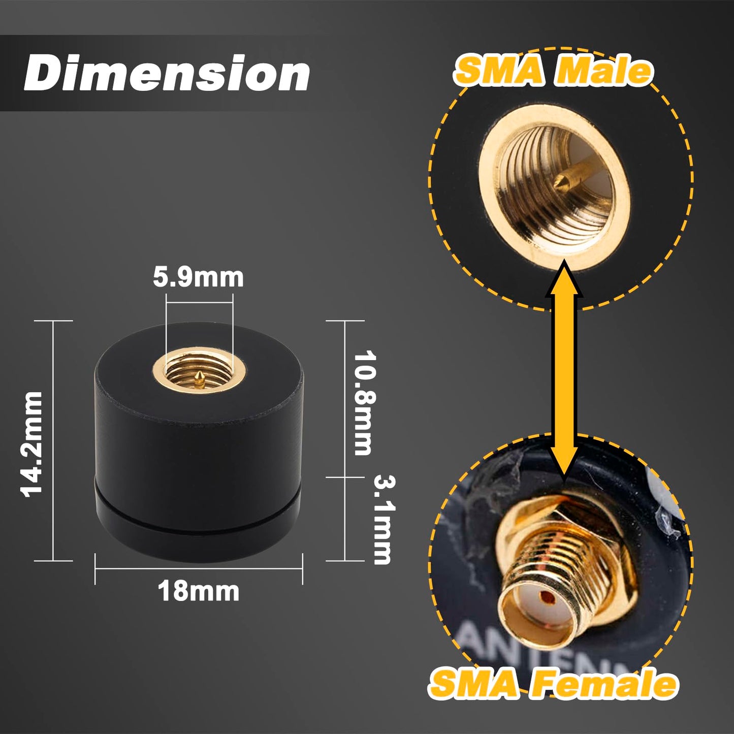 YILIANDUO 4G LTE MIMO Antenna Mini Thumb SMA Male, 2 Pack 3