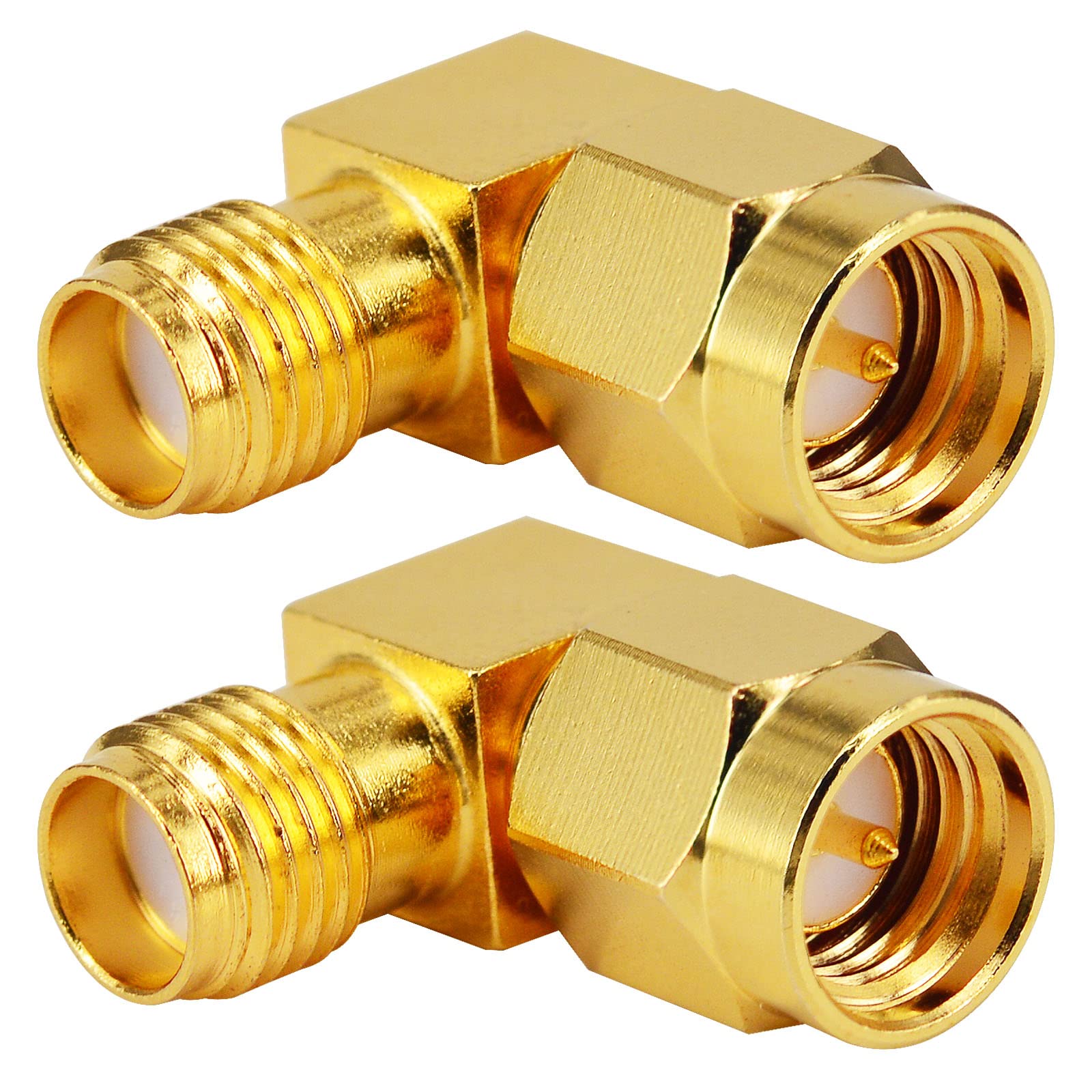 YILIANDUO SMA Male to Female Right Angle 90 Degree Gold Adapter, 2-Pack 5