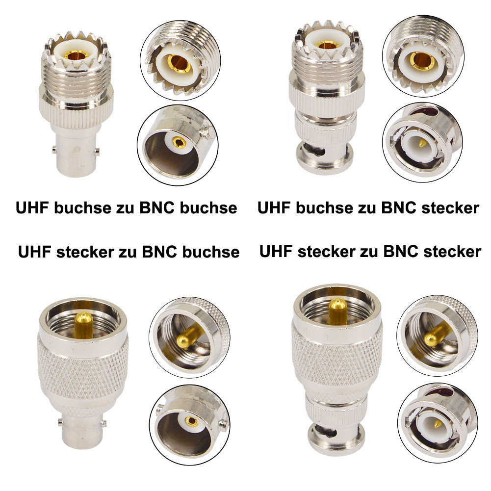 YILIANDUO 4 Type Set CB Radio Antenna Adapter BNC to UHF Adapter SO-239 PL-259 RF Coax Connector for CB Antenna PL259 Antenna Ham Radio Walkie Talkie Handheld Radio Two way Radio