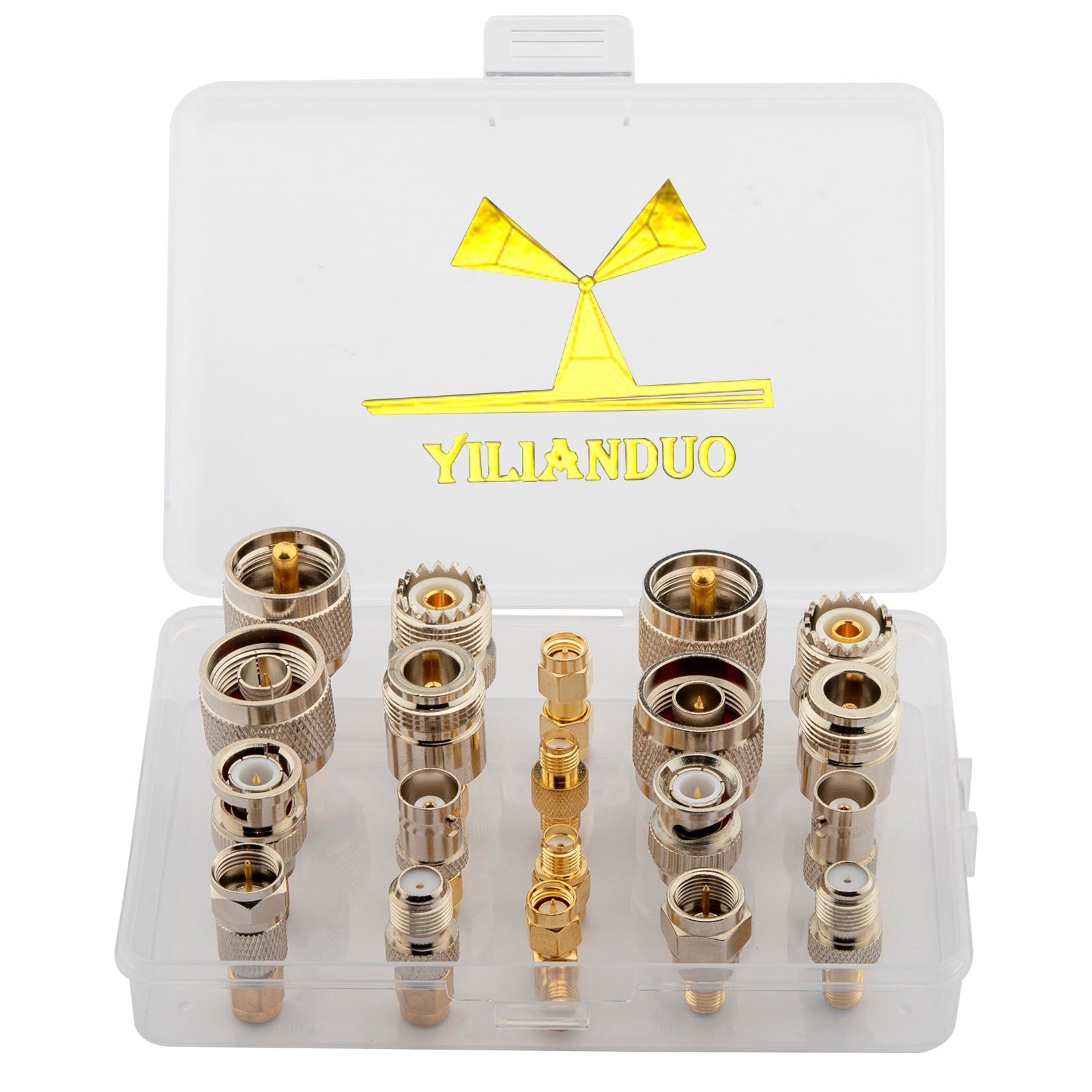 YILIANDUO SMA Adapter Set 20 Type Universal RF Adapter Kit with SMA,UHF, BNC, N-type, F-typ Connector Male to Female Coax Adapters Converter for WiFi Antenna/FPV Drone/Extension Cable