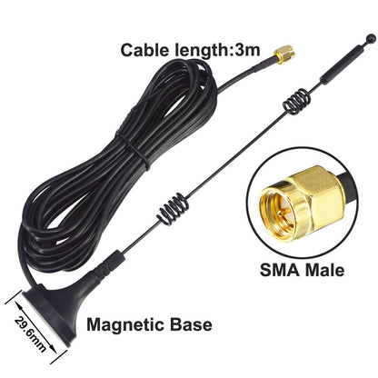 YILIANDUO Dual Band Aerial 9dBi 2.4GHz 5.8GHz SMA Male Antenna with Magnetic Base 3M Cable for WiFi Routers Wireless Video Security Camera Surveillance Truck Car Reversing Monitor 2 Pack