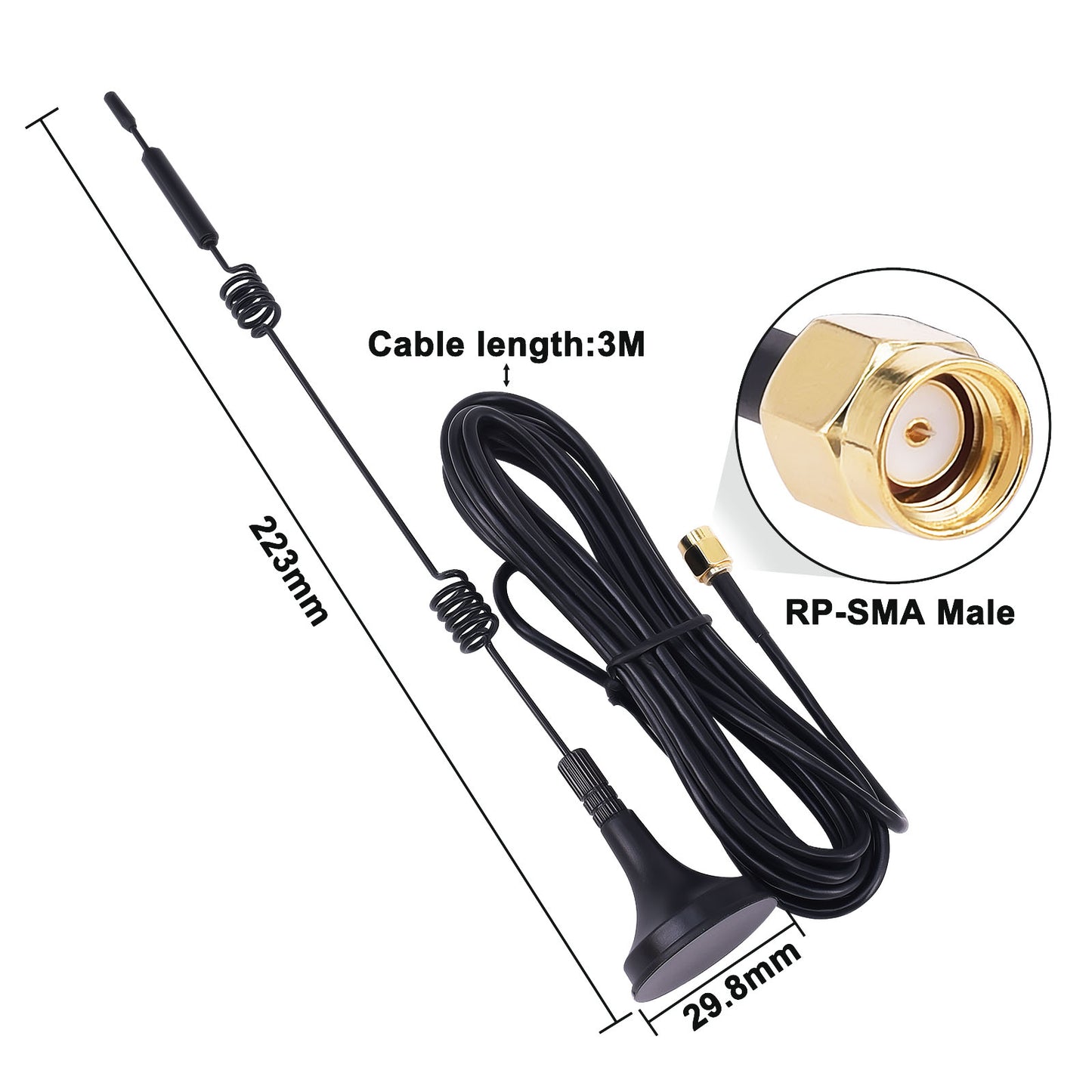 YILIANDUO Dual Band Aerial 9dBi 2.4GHz 5G 5.8GHz RP-SMA Male Antenna with Magnetic Base 3M Cable for WiFi Routers PCIE Network WiFi Card Router External Antenna Wireless WLAN