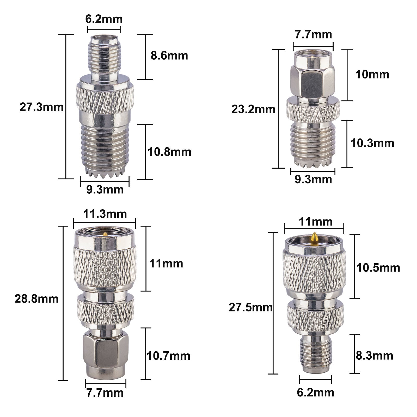 YILIANDUO 8 Type SMA to UHF/Mini UHF RF Coax Adapter Kit SMA to PL259 SO239 UHF Mini UHF Male Female Connector for CB Radio/Handheld Radio Antenna/Walkie Talkie/Amateur Radio