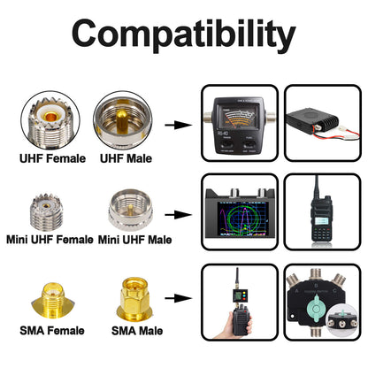 YILIANDUO 8 Type SMA to UHF/Mini UHF RF Coax Adapter Kit SMA to PL259 SO239 UHF Mini UHF Male Female Connector for CB Radio/Handheld Radio Antenna/Walkie Talkie/Amateur Radio