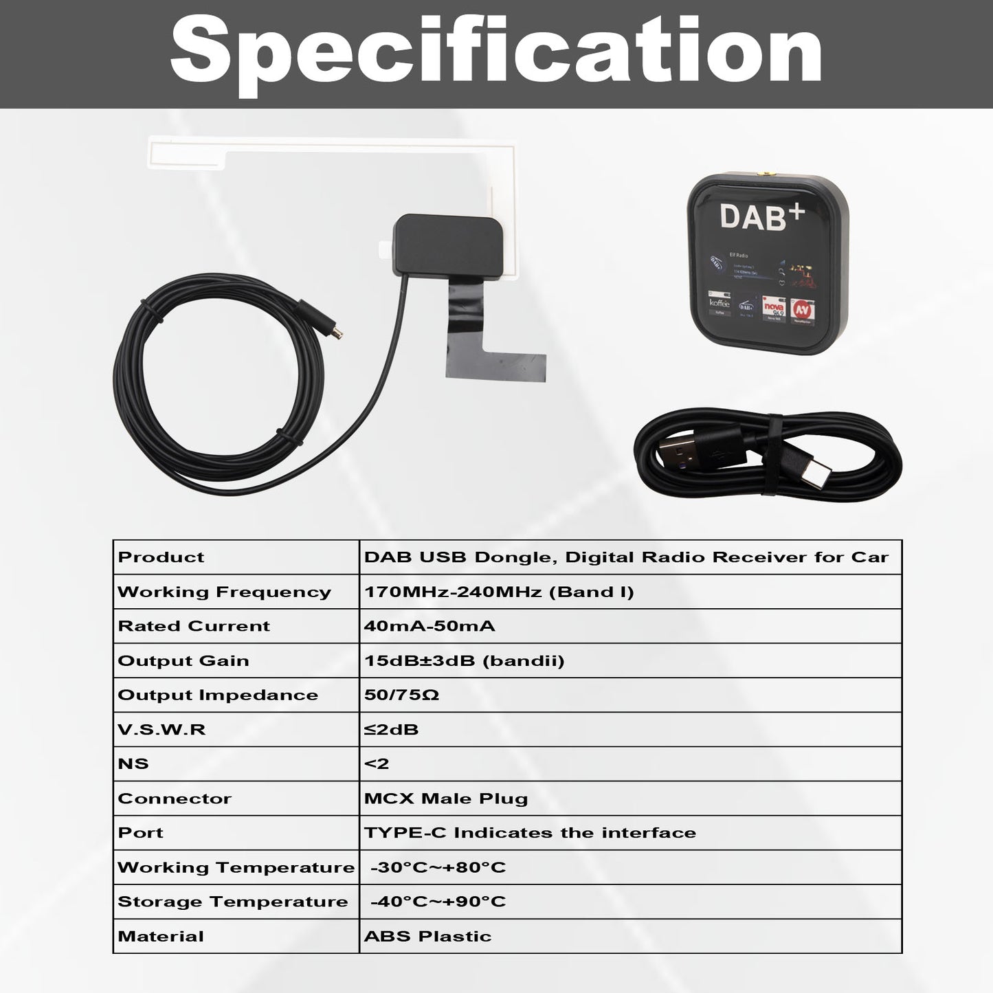 YILIANDUO Car DBA+ Digital Radio Receiver Car DAB Radio Adapter Antenna Kit USB DAB Digital Audio Transmission for Most Android Car Stereos