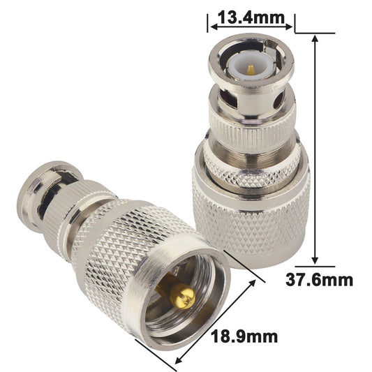 YILIANDUO UHF Male to BNC Male RF Coaxial Adapter 50 Ohm PL259 SO239 to BNC Jack Connector for Ham Radio, CCTV, FPV Antenna, RF Extension Cable 2-Pack