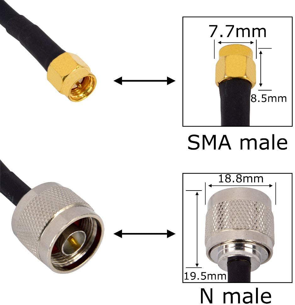 YILIANDUO N Type Extension Cable N Male to SMA Male Connector RG58 Low Loss WiFi Antenna Extension Cable for 3G 4G LTE Antenna Ham Radio