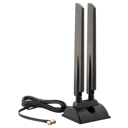 YILIANDUO WiFi 6E Tri-Band Antenna 2.4GHz 5GHz 6GHz 5dBi Omni-Directional Magnetic Base Dual RP-SMA Male 2M RG174 Cable for PC Router Bluetooth